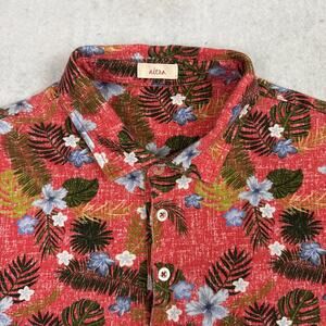 Altea Baker Polo Shirt Mens XL Red Tropical Floral Cotton Italy